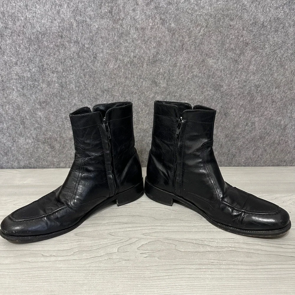Florsheim Essex Moc Toe‎ Boots Mens 8.5 Black Leather Side Zip Ankle Dress